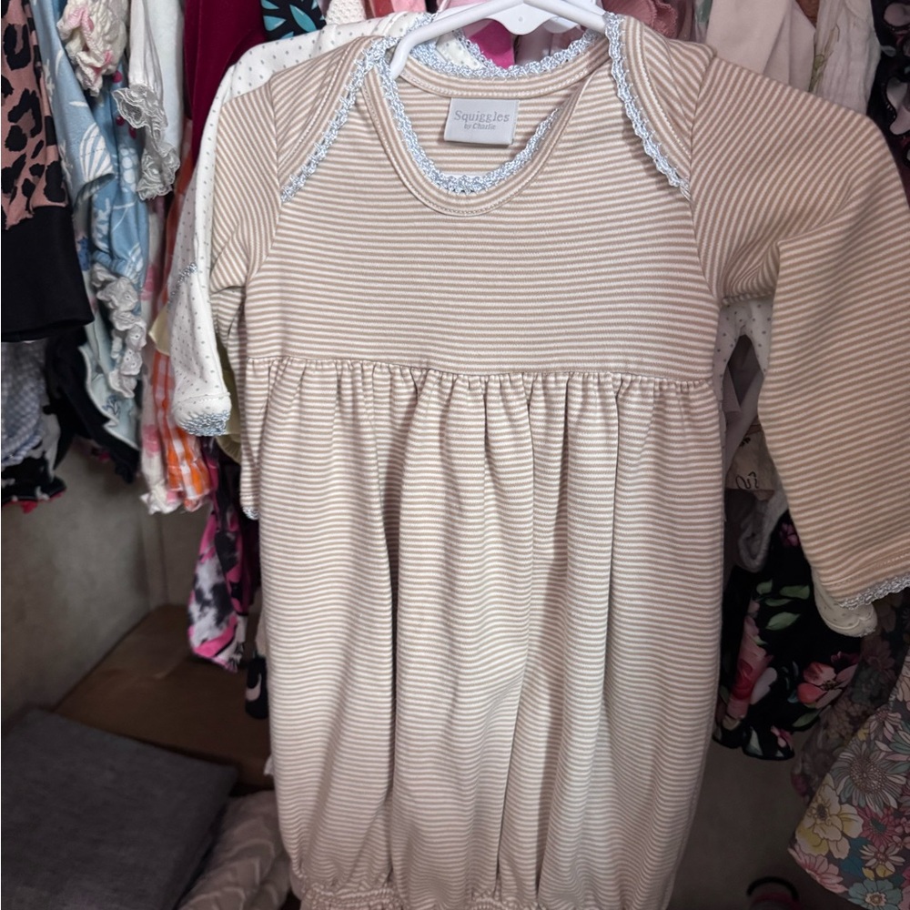 Sophie La Girafe Cream Striped Baby Gown